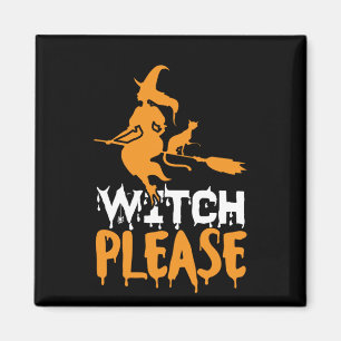 Halloween Witch Cat Please Birthday Magneet