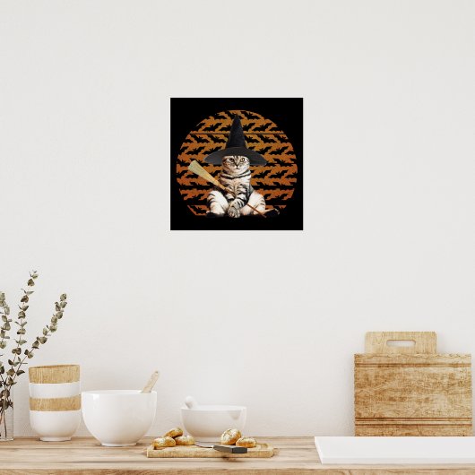 Halloween Witch Cat Poster (Keuken)