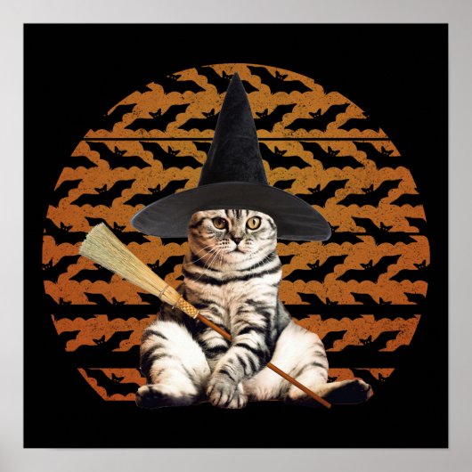 Halloween Witch Cat Poster (Voorkant)