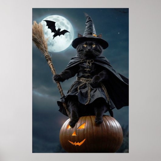 Halloween Witch Cat Poster (Close-up versie) (Voorkant)
