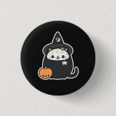 Halloween Witch Cat Ronde Button 3,2 Cm (Voorkant)