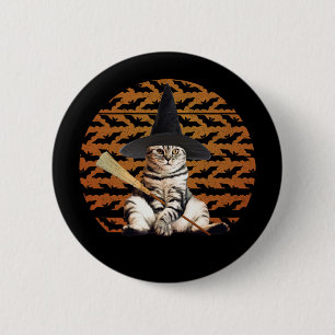 Halloween Witch Cat Ronde Button 5,7 Cm