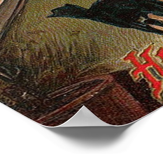 Halloween Witch, Cat Staring in Window Poster (Hoek)