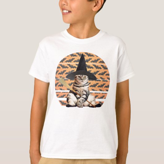 Halloween Witch Cat T-shirt (Voorkant)