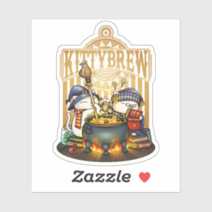 Halloween Witch Cats Kat Brew Sticker