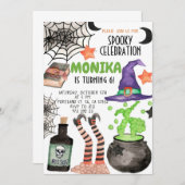 Halloween Witch Cauldron Birthday Uitnodiging (Voorkant / Achterkant)