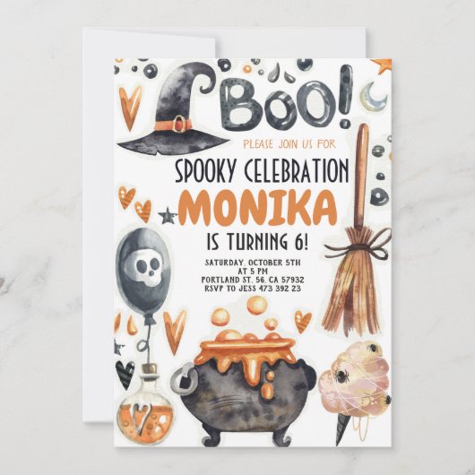 Halloween Witch Cauldron Invitation Anniversaire (Devant)