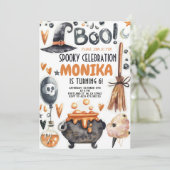 Halloween Witch Cauldron Invitation Anniversaire (Debout devant)