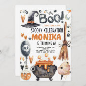 Halloween Witch Cauldron Invitation Anniversaire (Devant / Derrière)