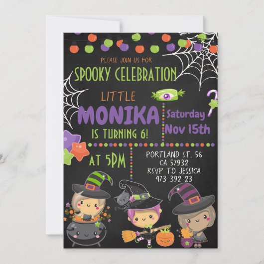 Halloween Witch Cauldron Invitation Anniversaire (Devant)
