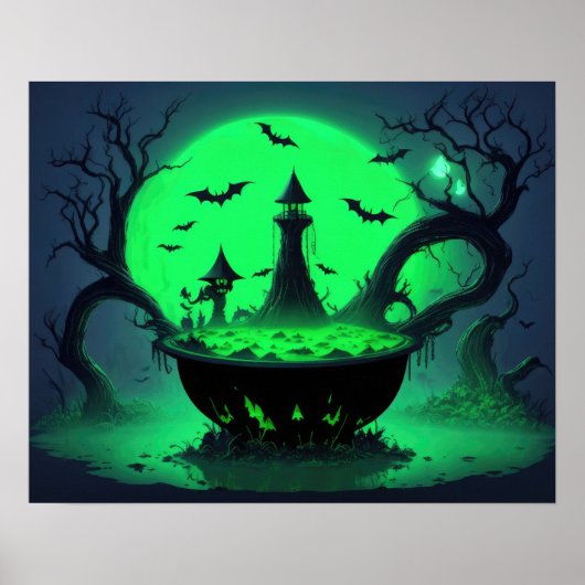 Halloween Witch Cauldron Poster (Voorkant)
