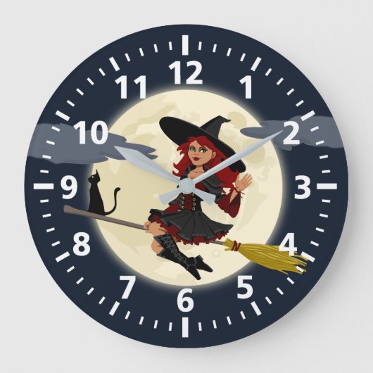 Halloween Witch Clock Grote Klok (Voorkant)