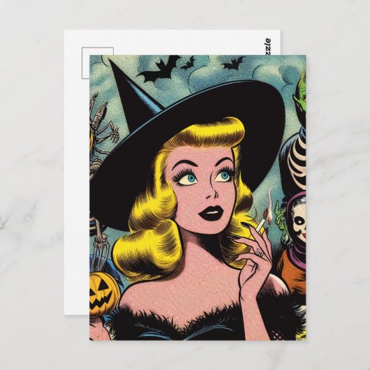  Halloween Witch Comics Briefkaart (Voorkant / Achterkant)
