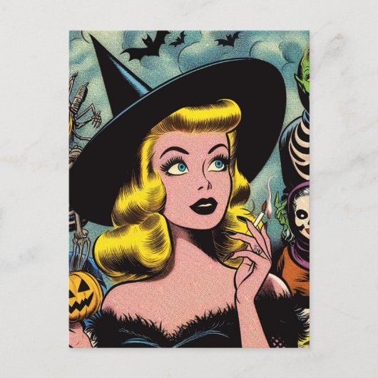  Halloween Witch Comics Briefkaart (Voorkant)