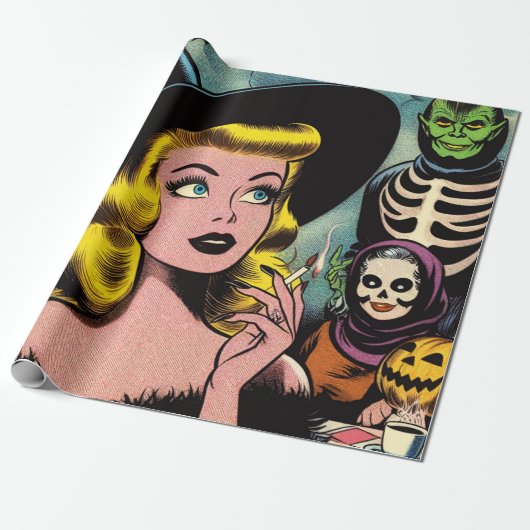 Halloween Witch Comics Cadeaupapier (Uitgerold)