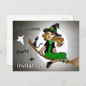 Halloween Witch Cust. Uitnodiging voor tekstfeest (Voorkant / Achterkant)
