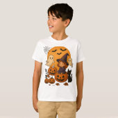 Halloween Witch Design with Ghosts, Pumpkins T-shirt (Voorkant volledig)