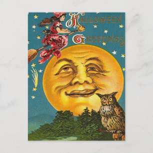  Halloween Witch en Full Moon Briefkaart