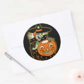  Halloween Witch en Jack O'Lantern Ronde Sticker (Envelop)