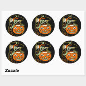  Halloween Witch en Jack O'Lantern Ronde Sticker (Vel)