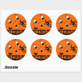 Halloween Witch en Moon Ronde Sticker (Vel)
