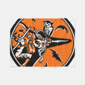 Halloween Witch en Owl Illustratie Fleece Deken (Voorkant (Horizontaal))