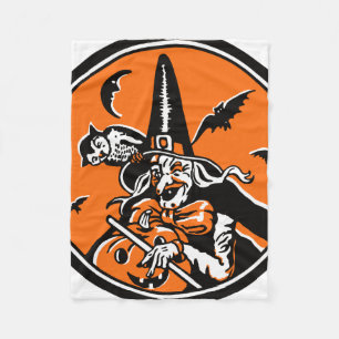  Halloween Witch en Owl Illustratie Fleece Deken