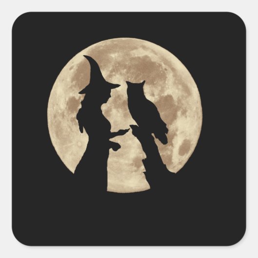 Halloween Witch en Owl Sticker (Voorkant)