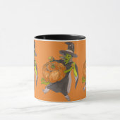 Halloween Witch en Pumpkin Dance Funny Ontworpen Mok (Midden)