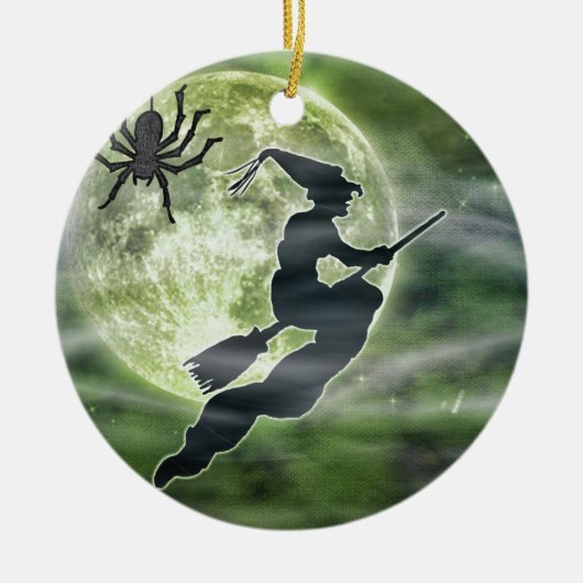 Halloween Witch en Spider Keramisch Ornament (Voorkant)