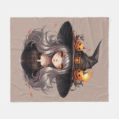 Halloween Witch Fleece Deken (Voorkant (Horizontaal))