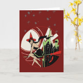 Halloween Witch Flying () Kaart (Gele Bloem)