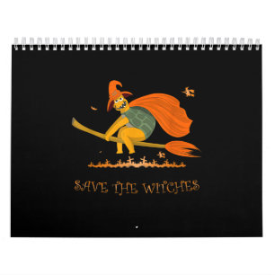 Halloween Witch Flying Turtle Broom Salem Kalender