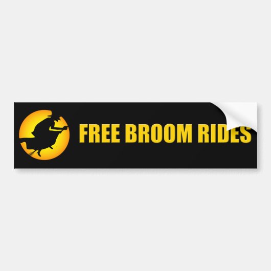 Halloween Witch Free Broom Rides Bumper Sticker (Voorkant)