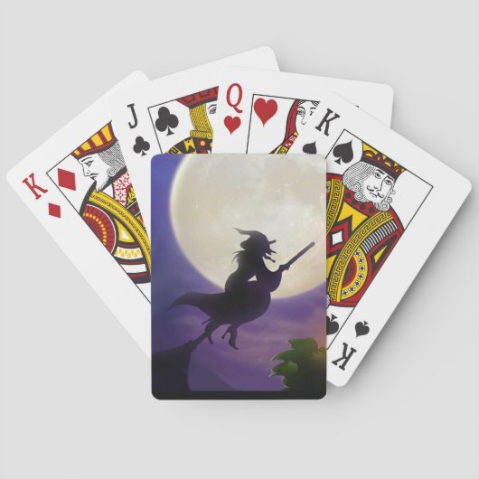 Halloween Witch Full Moon Pokerkaarten (Achterkant)