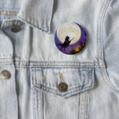 Halloween Witch Full Moon Ronde Button 5,7 Cm (In situ)