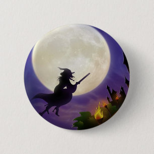 Halloween Witch Full Moon Ronde Button 5,7 Cm