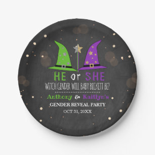 Halloween Witch Gender Reopenbaart zich Papieren Bordje