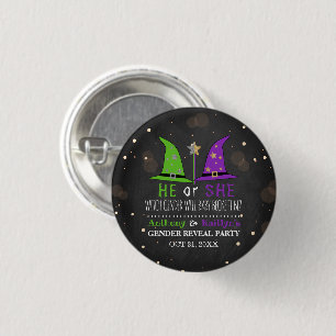 Halloween Witch Gender Reopenbaart zich Ronde Button 3,2 Cm