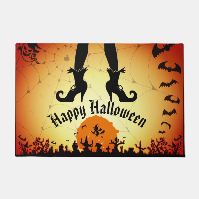 Halloween Witch Ghost en Bats Doormat Deurmat (Voorkant)