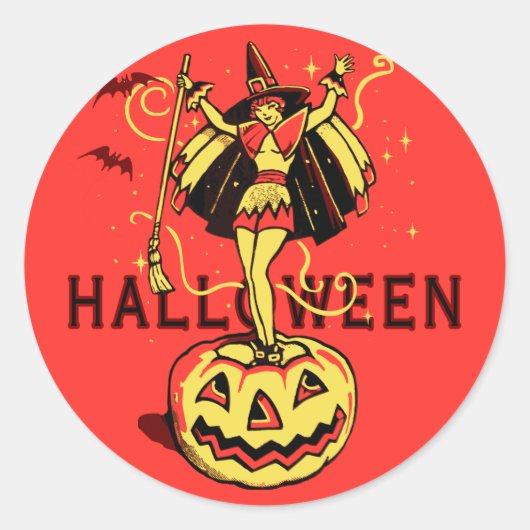Halloween Witch Girl () Ronde Sticker (Voorkant)