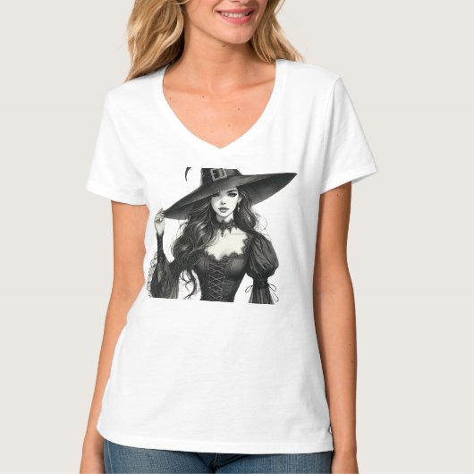Halloween Witch Graphic Vrouwen Shirt (Voorkant)