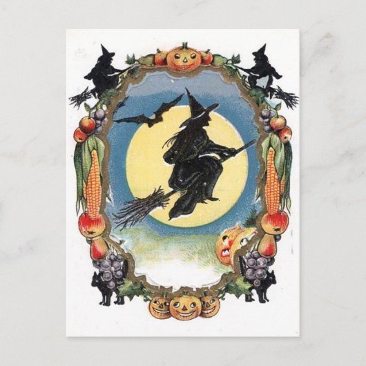 Halloween Witch heeft de maan overboord Briefkaart (Voorkant)