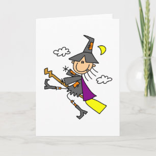 Halloween Witch in Broom Kaart