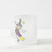 Halloween Witch in Broom Matglas Koffiemok (Voorkant links)