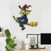 Halloween Witch in een kamer Poster (Thuiskantoor)
