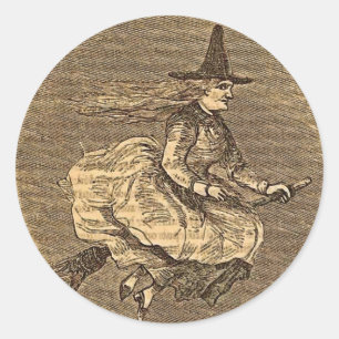 Halloween Witch in een kamer Ronde Sticker