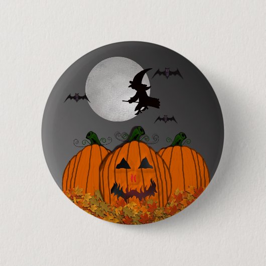 Halloween Witch in Flight Button (Voorkant)
