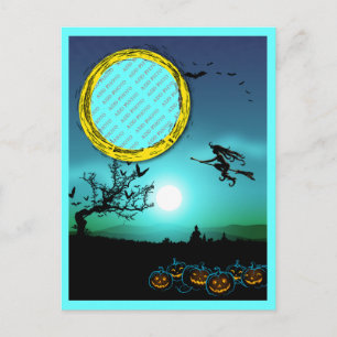 Halloween Witch, Jack o' Lantern, Foto Lijst Briefkaart