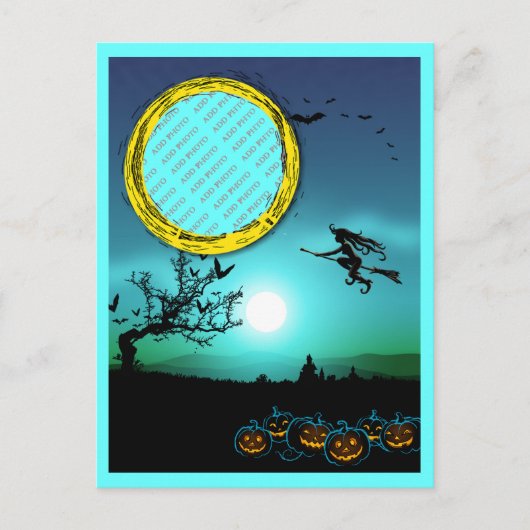 Halloween Witch, Jack o' Lantern, Foto Lijst Briefkaart (Voorkant)